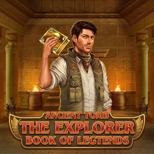 The Book of Legends Slot mit Entdecker und Buch auf Spinsy Casino