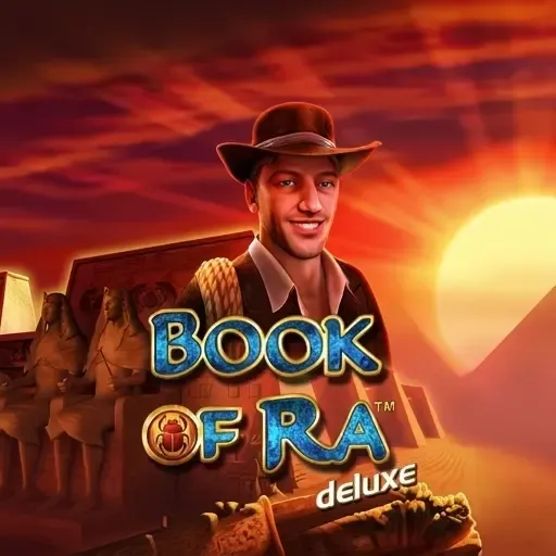 Spinsy Casino Book of Ra Deluxe Slot mit Abenteurer vor Pyramiden