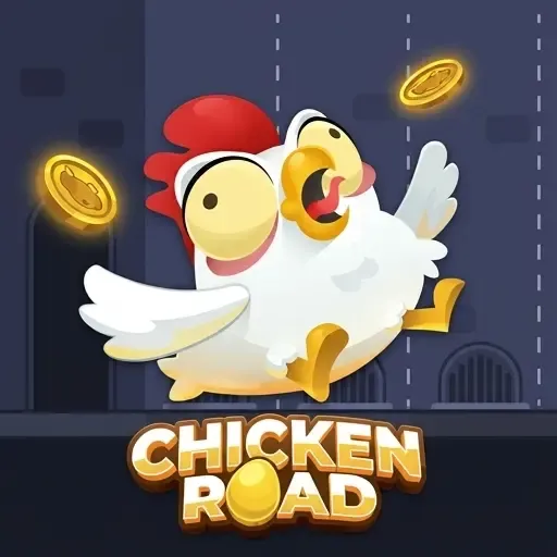 Chicken Road Slot mit fliegendem Huhn und Münzen auf Spinsy Casino
